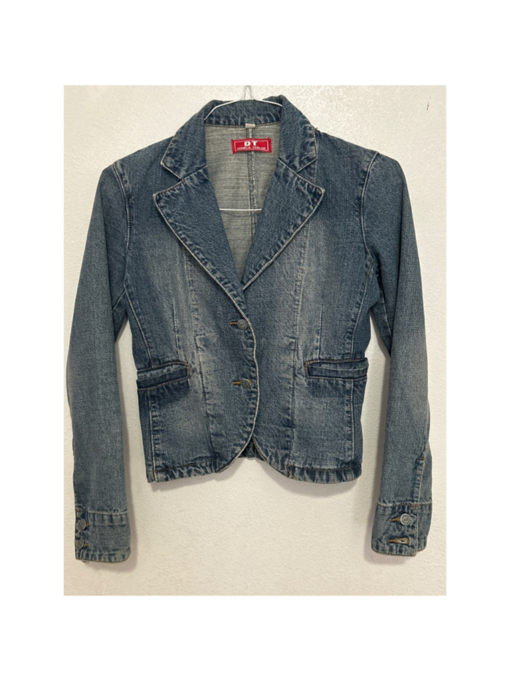 Daniela Tobler DT Vintage Denim Blazer Jacket Medium Wash Blue Womens Size M 126